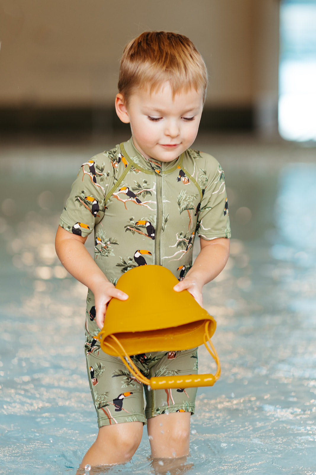 Toucan Zipper Shortall Swimsuit
