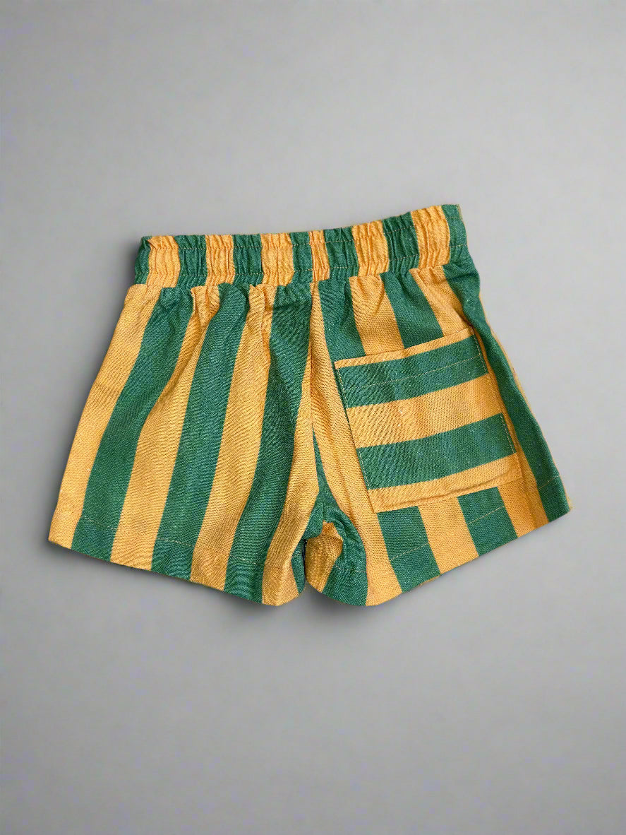 Linen Striped Shorts | Jungle Stripe