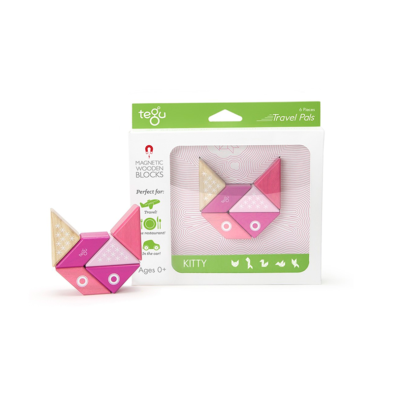 Travel Pals - Kitty, Magnetic Wooden Blocks, 6 pieces