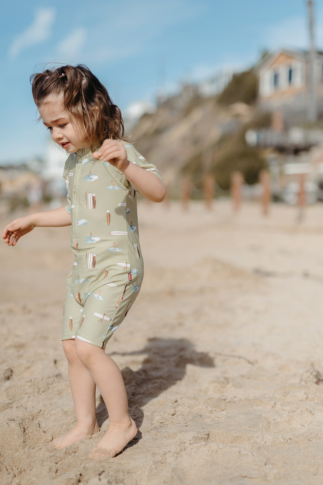 Seashells Zipper Short Sleeve Shortall Swimsuit