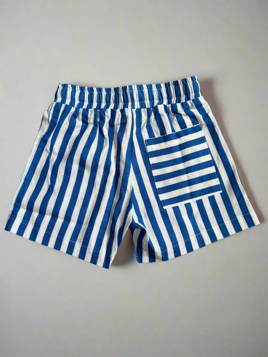 Linen Striped Shorts | Blue Stripes