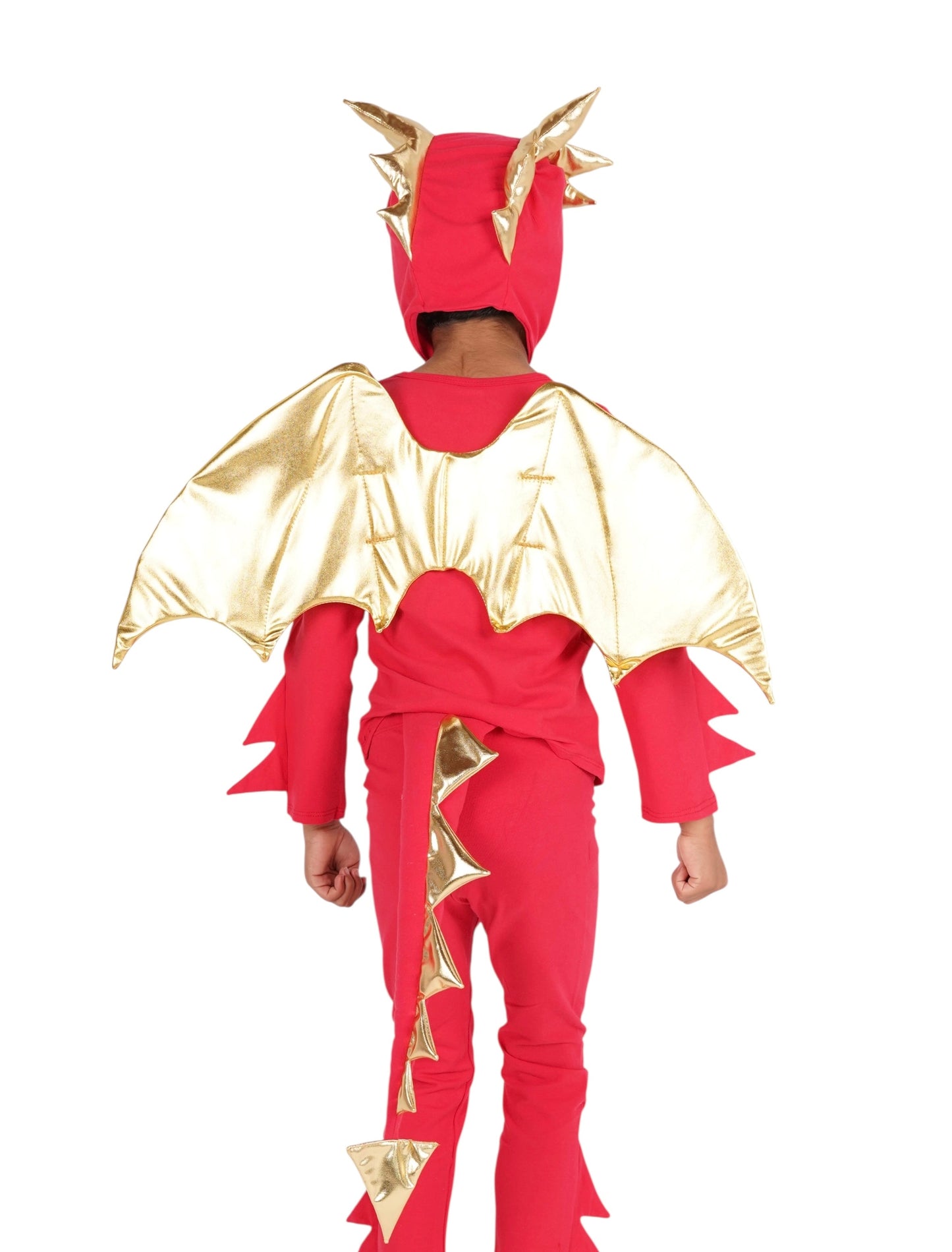 Sunfire Red Dragon with Gold Wings Costume for Kids – Handmade Fantasy Halloween Costume