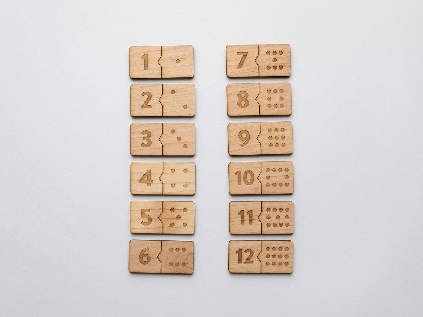 Wooden Number Match Puzzle • Handmade Wood Domino Style Matching Game