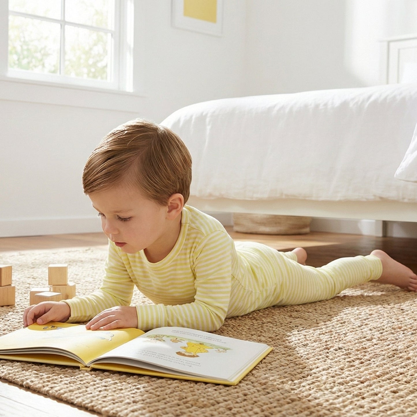 Lemon Stripe Long Sleeve & Pants Kids Pajamas