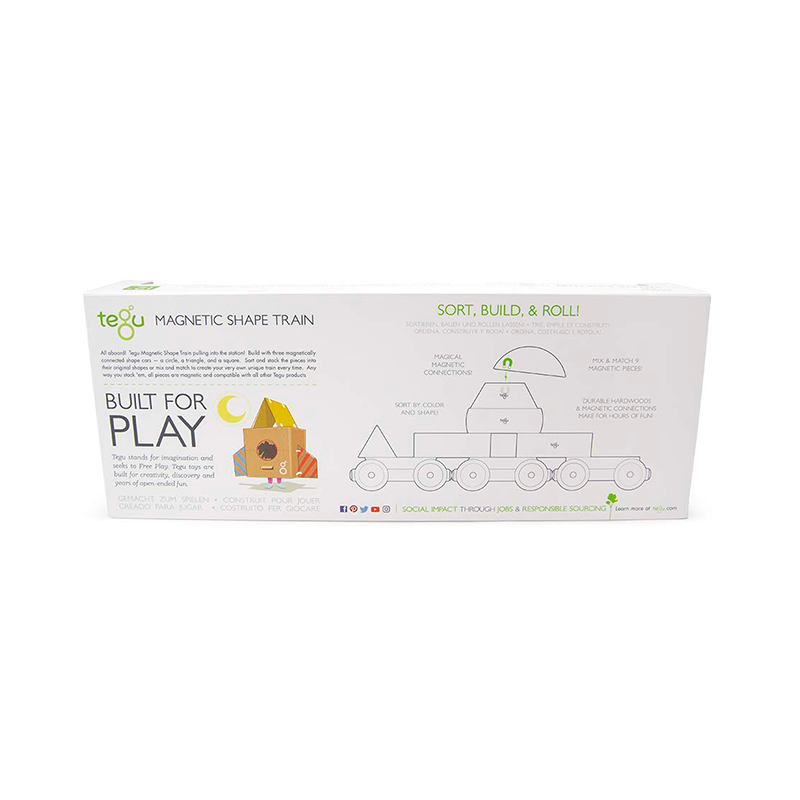 Magnetic Shape Train, Tegu Baby and Toddler, 9 pieces