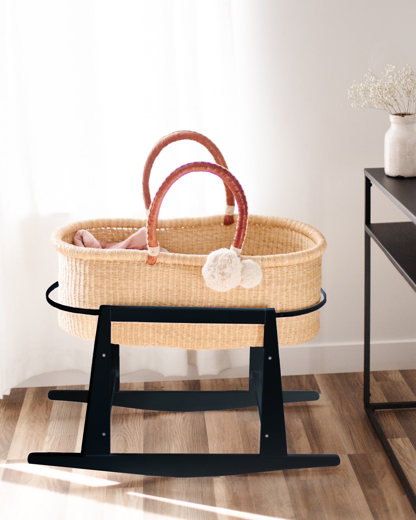Original Rocking Moses Bassinet Stand with brake, Black