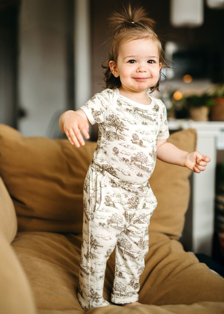 Country Toile Luxe Stretch Short Sleeve One Piece
