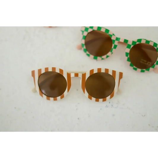 Striped Baby Sunnies for Kids | White/Brown