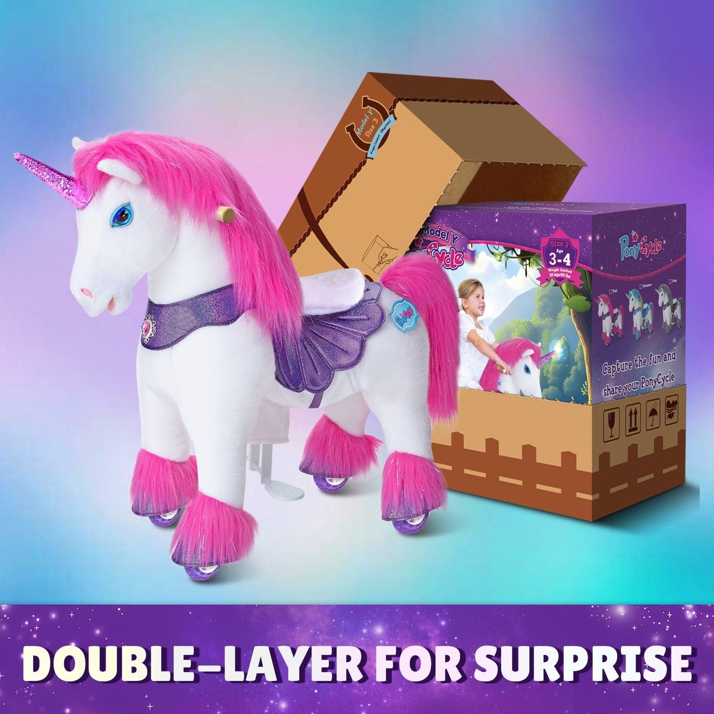Model Y® Unicorn Ride-On Toy Age 3–4 – Pink/Purple
