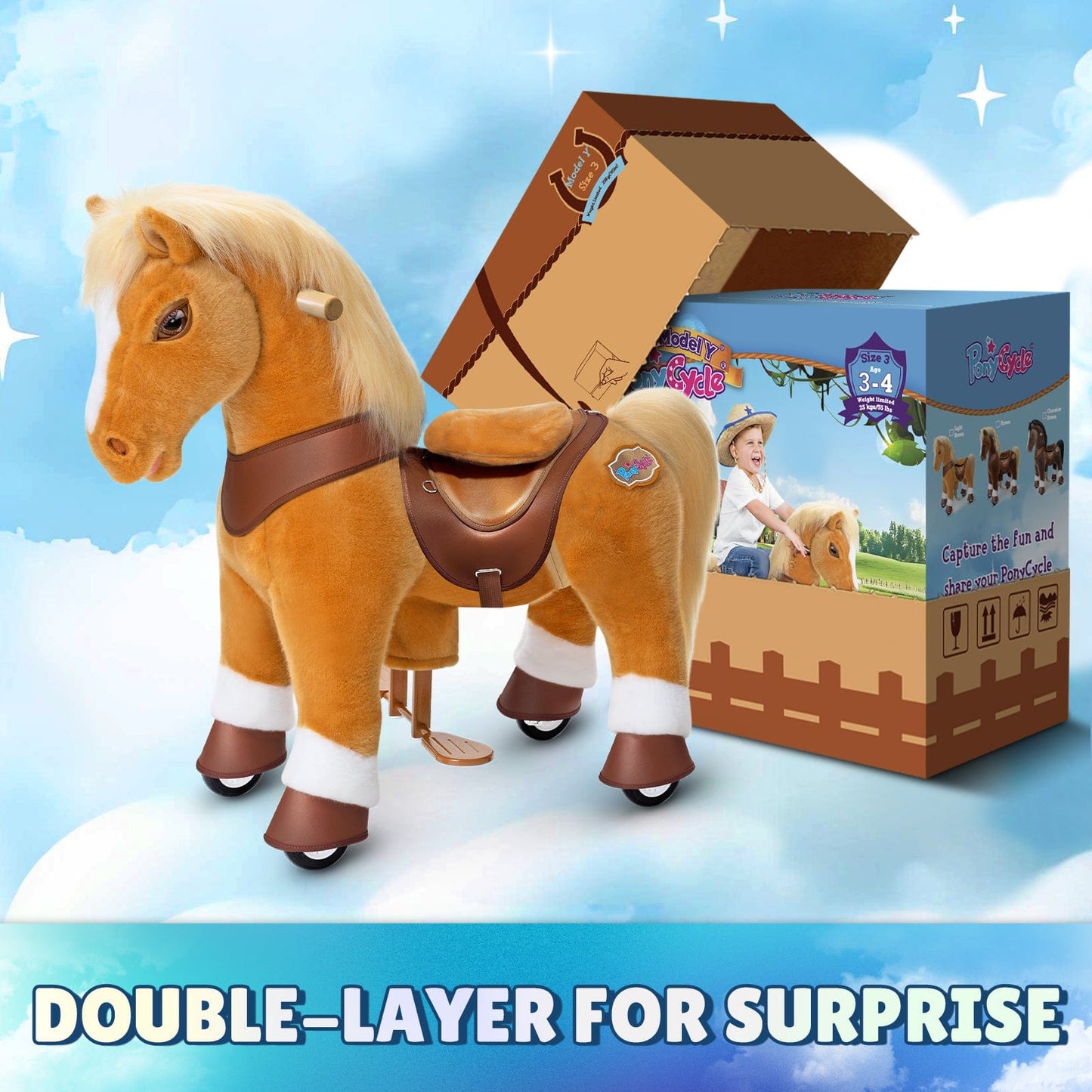 Model Y® Horse Ride-On Toy Age 3–4 – Light Brown
