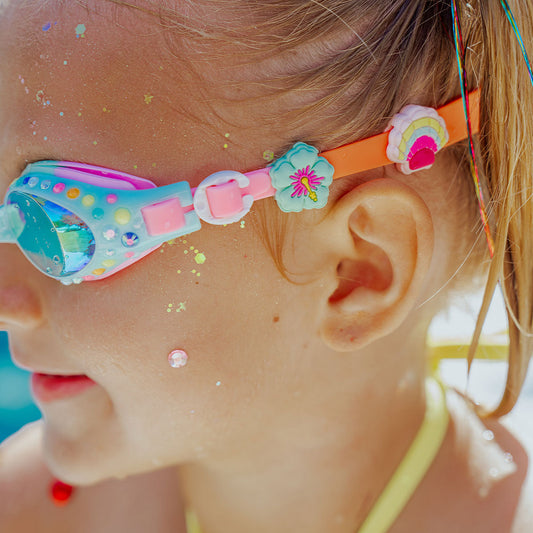 Barrier Reef Blue Tropical Getaway Girl Kids' Swim Goggles
