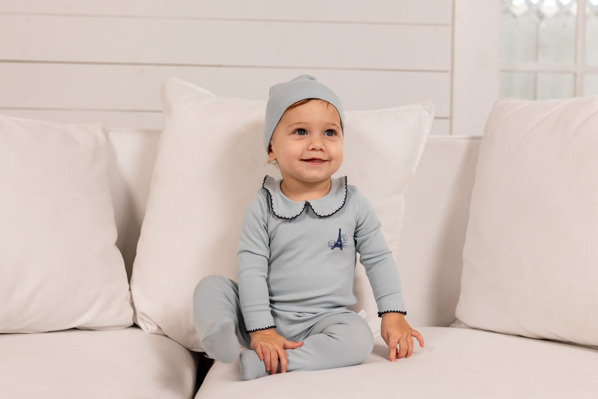 French Grandpa Footie- Blue