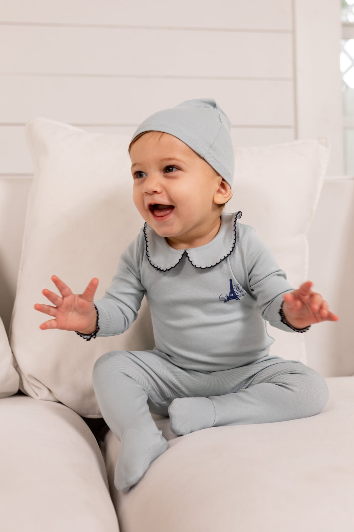 French Grandpa Footie- Blue