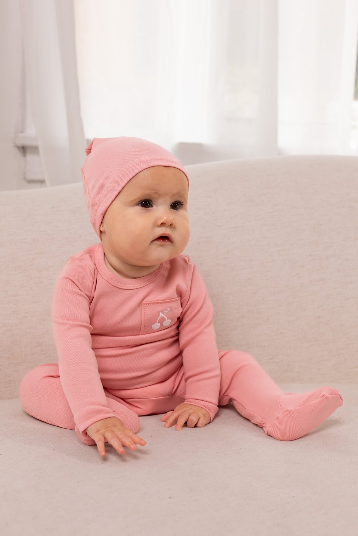 Stitched Graphic Footie- Pink