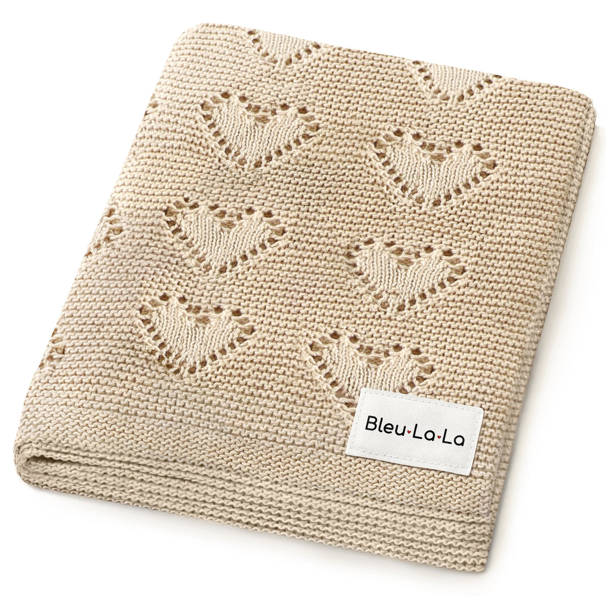Heirloom Knit Heart Receiving Blanket for Boys and Girls - 100% Luxury Cotton Baby Blanket - Soft Warm Swaddle Receiving Blanket for Newborns Infants & Toddlers