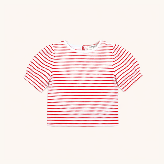 Puff Sleeve Tee in Red Heart Stripe