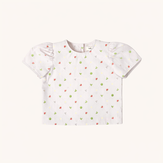 Puff Sleeve Blouse in Melon Patch