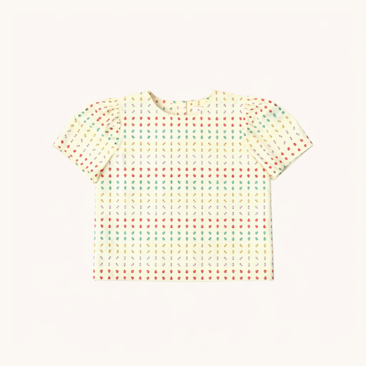Puff Sleeve Blouse in Ladybug