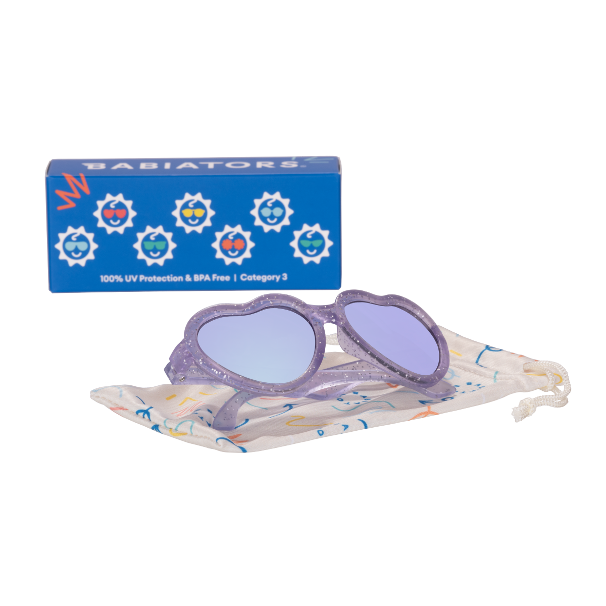 Lavender Shimmer Heart | Purple Mirrored Lenses