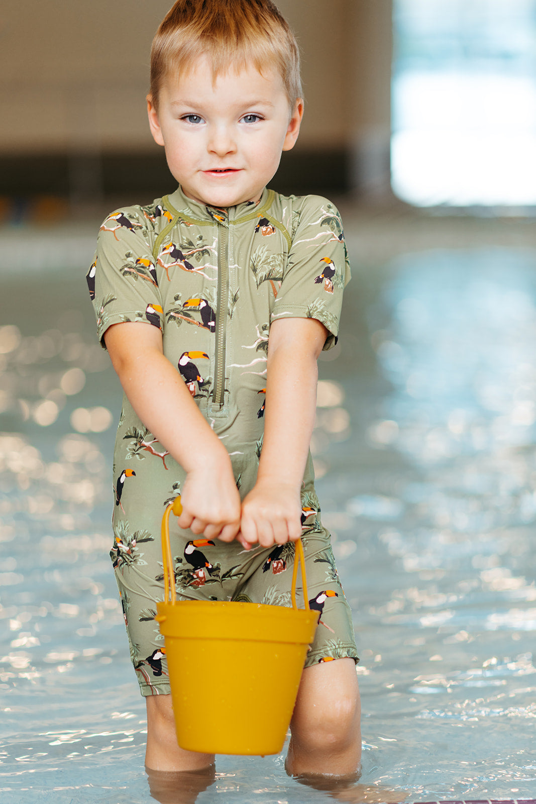 Toucan Zipper Shortall Swimsuit