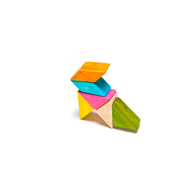 Pocket Pouch Prism Magnetic Wooden Blocks, 6 pieces