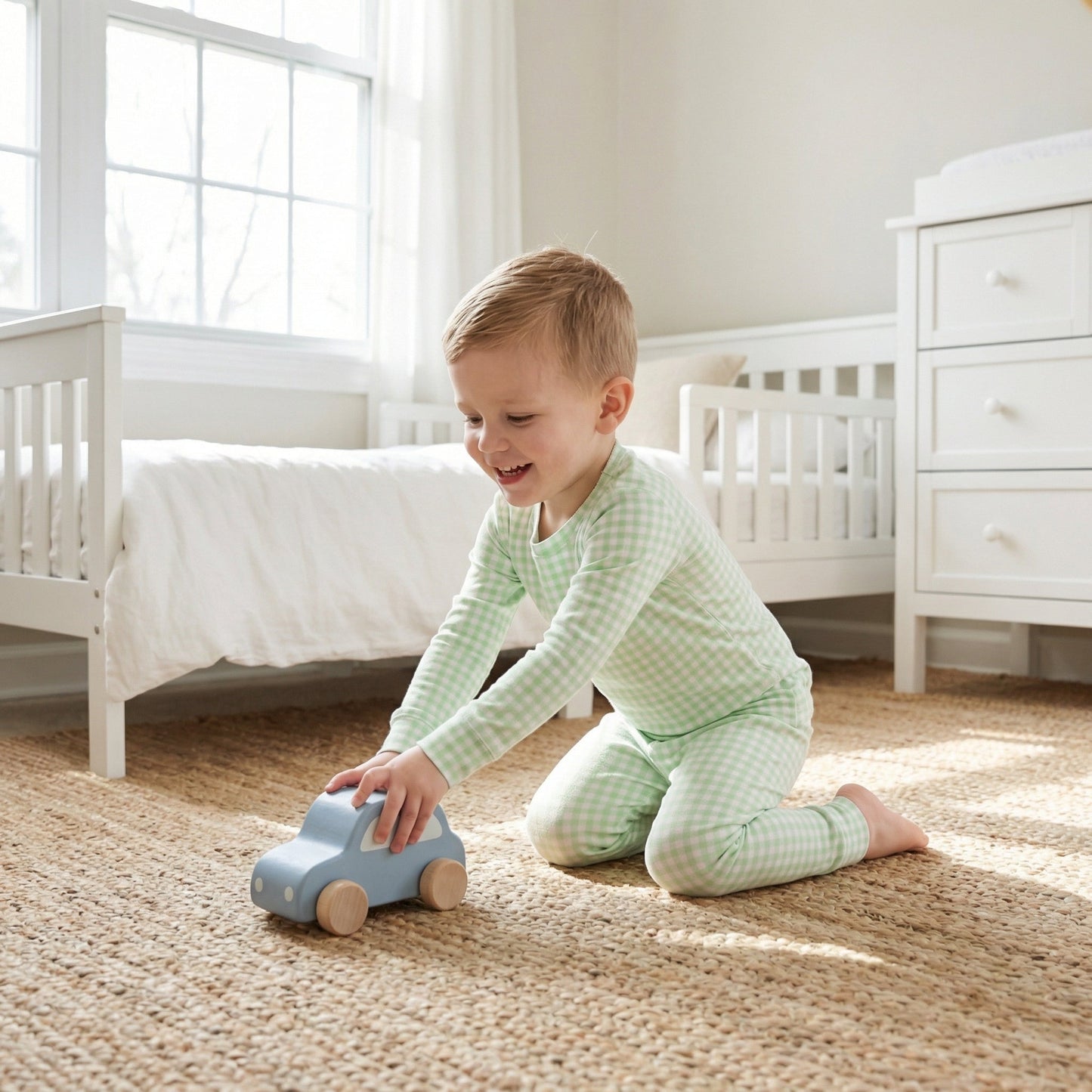 Pistachio Gingham Bamboo Toddler Pajama Set