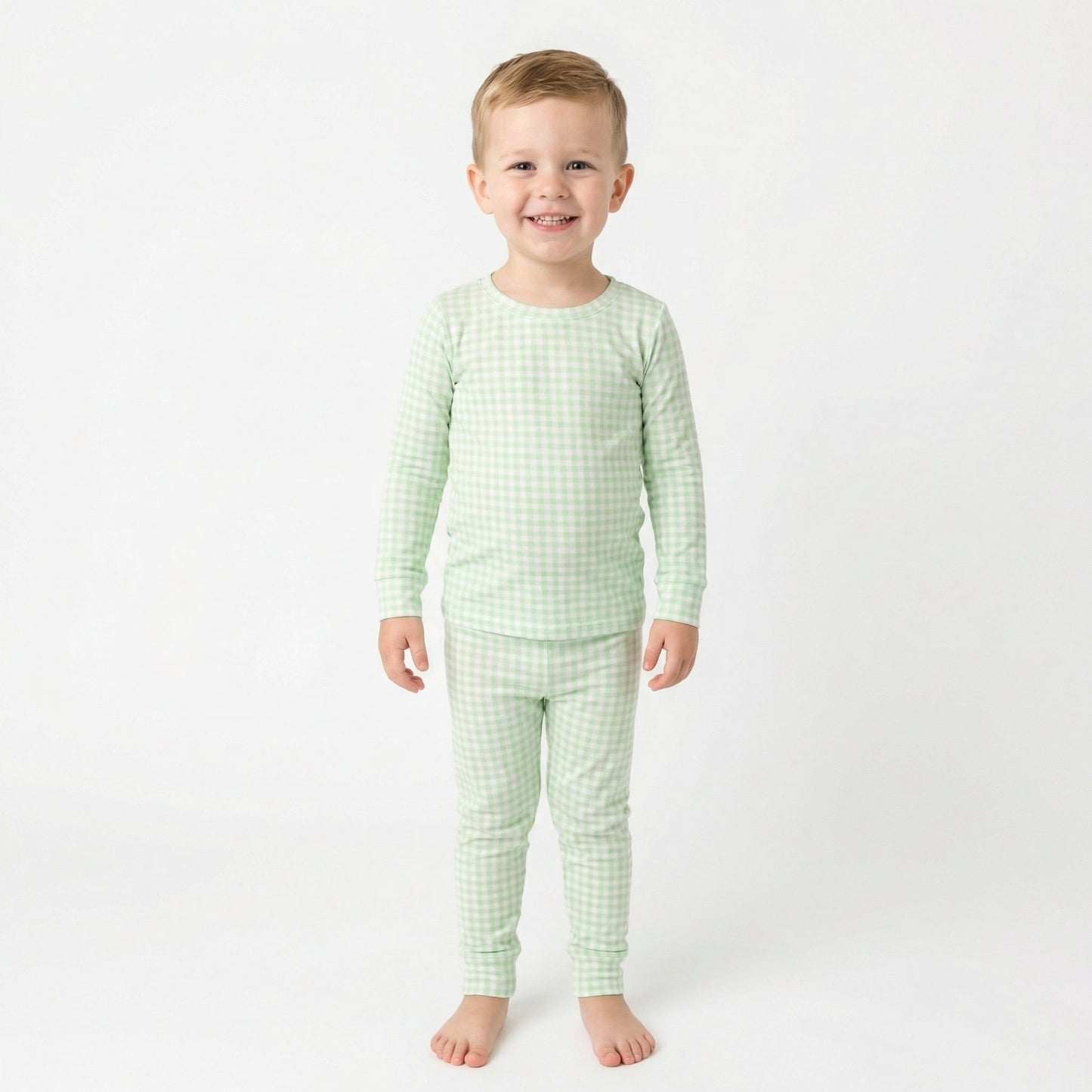 Pistachio Gingham Bamboo Toddler Pajama Set