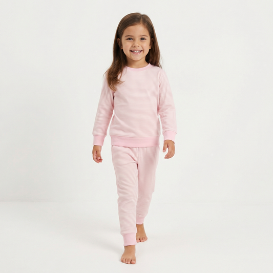 Peony Stripe Little Lounger Bamboo Sweatsuit