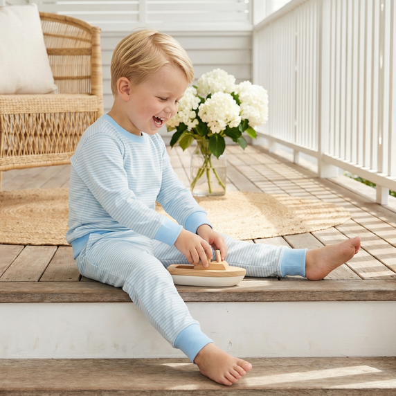 Seaside Stripe Little Lounger Bamboo Sweatsuit