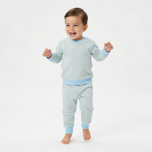 Seaside Stripe Little Lounger Bamboo Sweatsuit