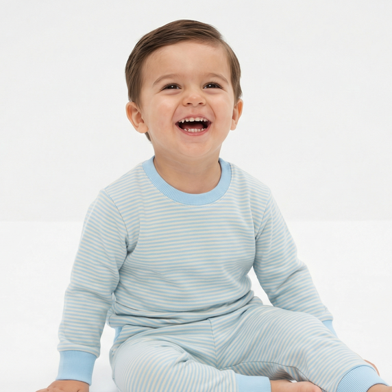 Seaside Stripe Little Lounger Bamboo Sweatsuit