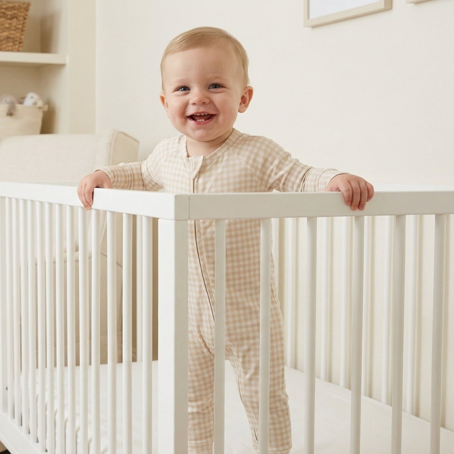 Sandstone Gingham Bamboo Sleeper