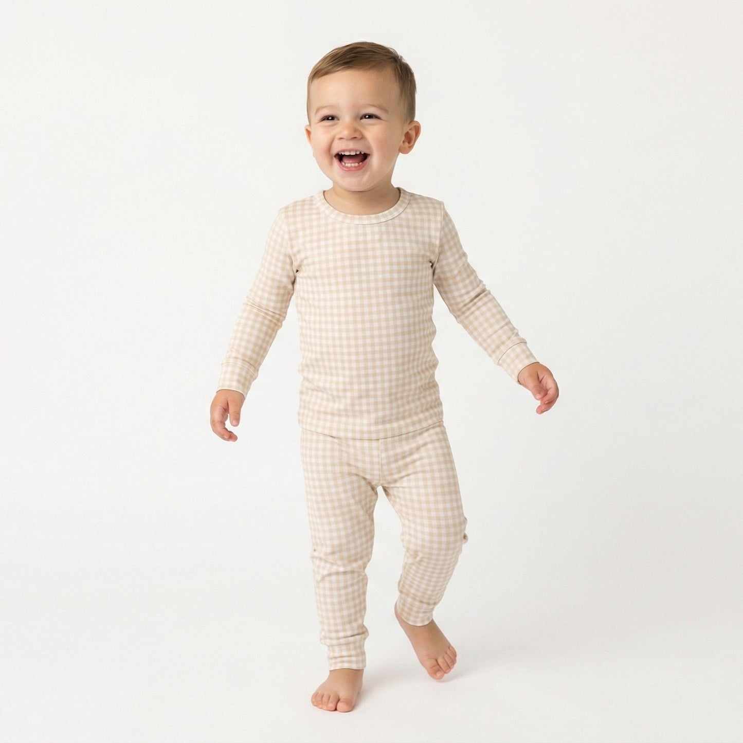 Sandstone Gingham Bamboo Toddler Pajama Set