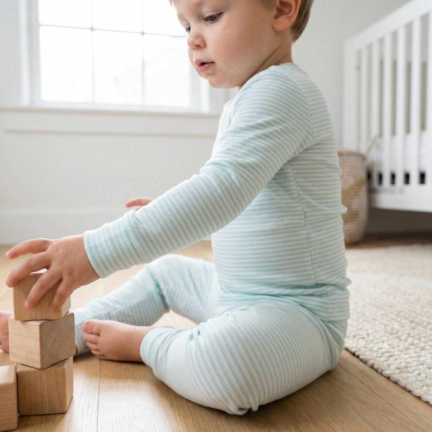Cloud Stripe Bamboo Toddler Pajama Set