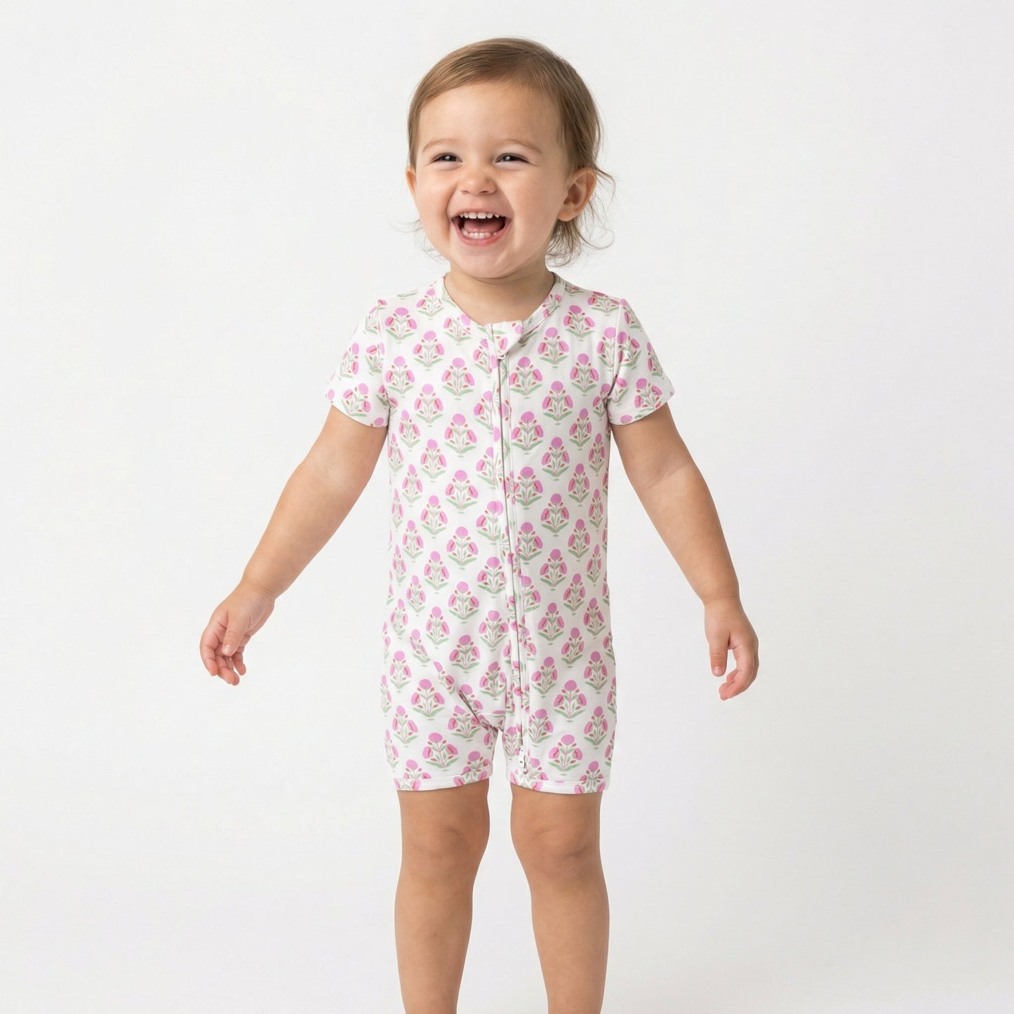 Pink Posy Short Sleeve & Shorts Bamboo Sleeper
