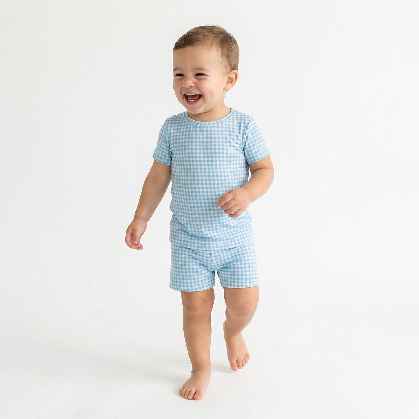 Harbor Gingham Short Sleeve & Shorts Bamboo Toddler Pajama Set