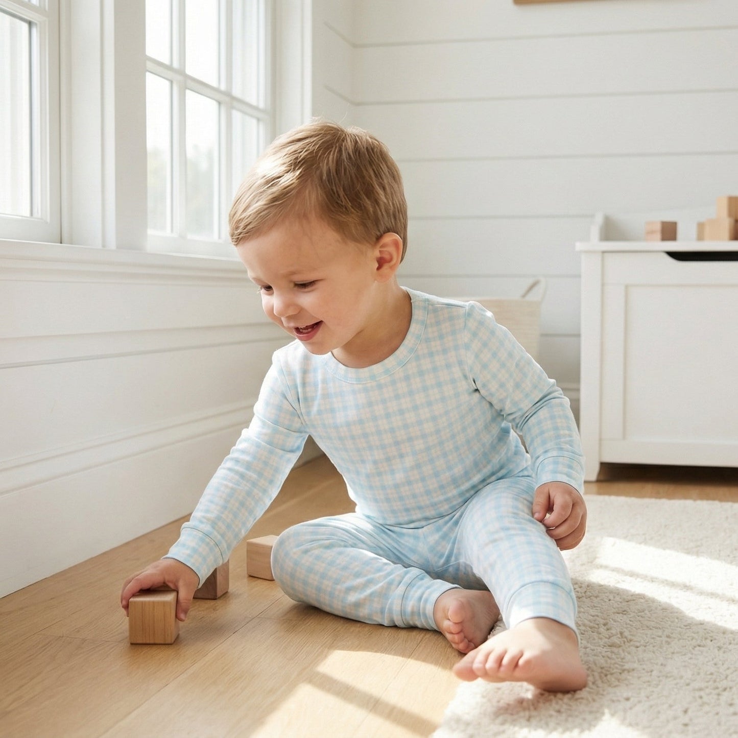 Coastal Check Bamboo Toddler Pajama Set