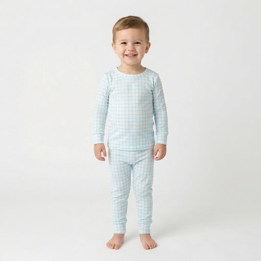Coastal Check Bamboo Toddler Pajama Set
