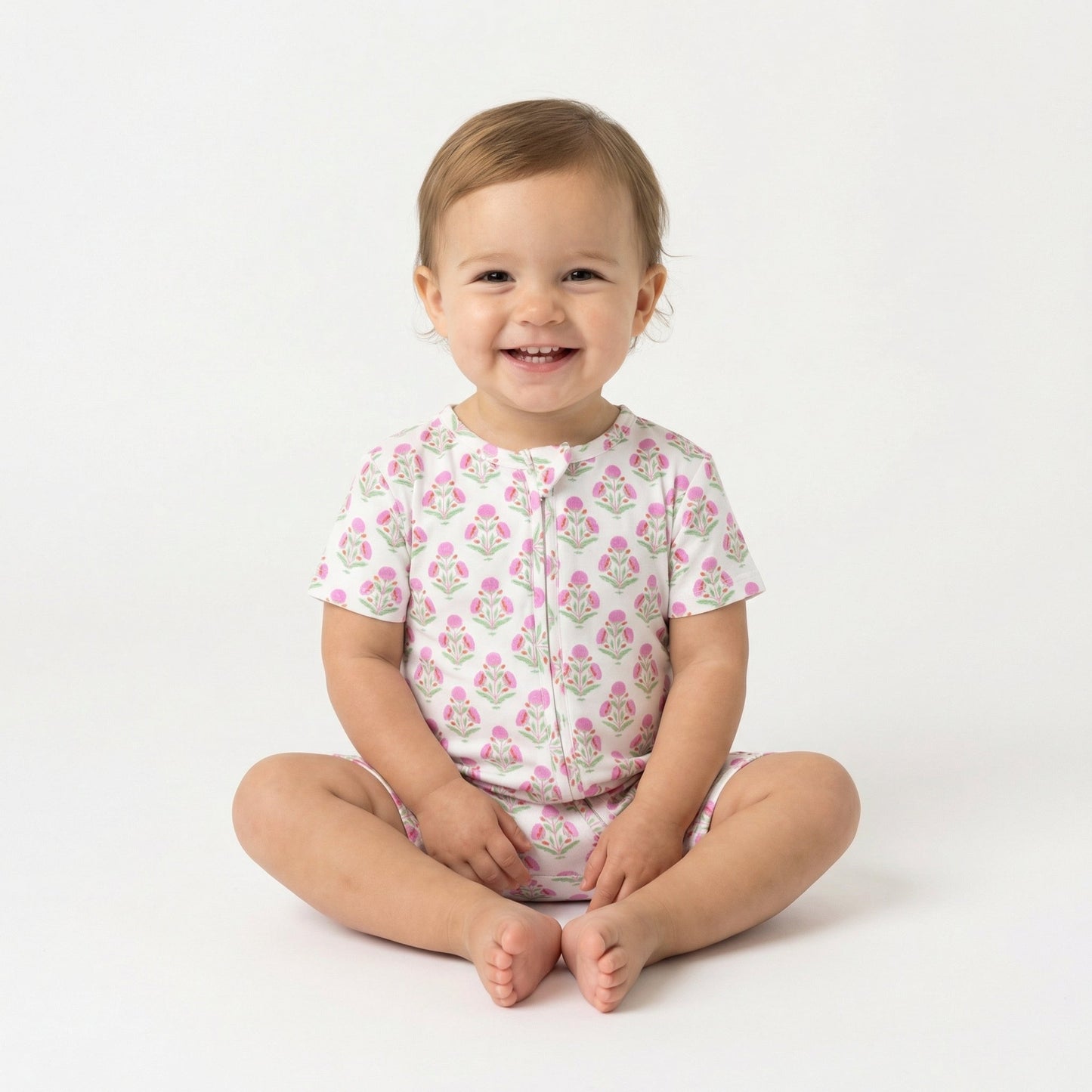 Pink Posy Short Sleeve & Shorts Bamboo Sleeper