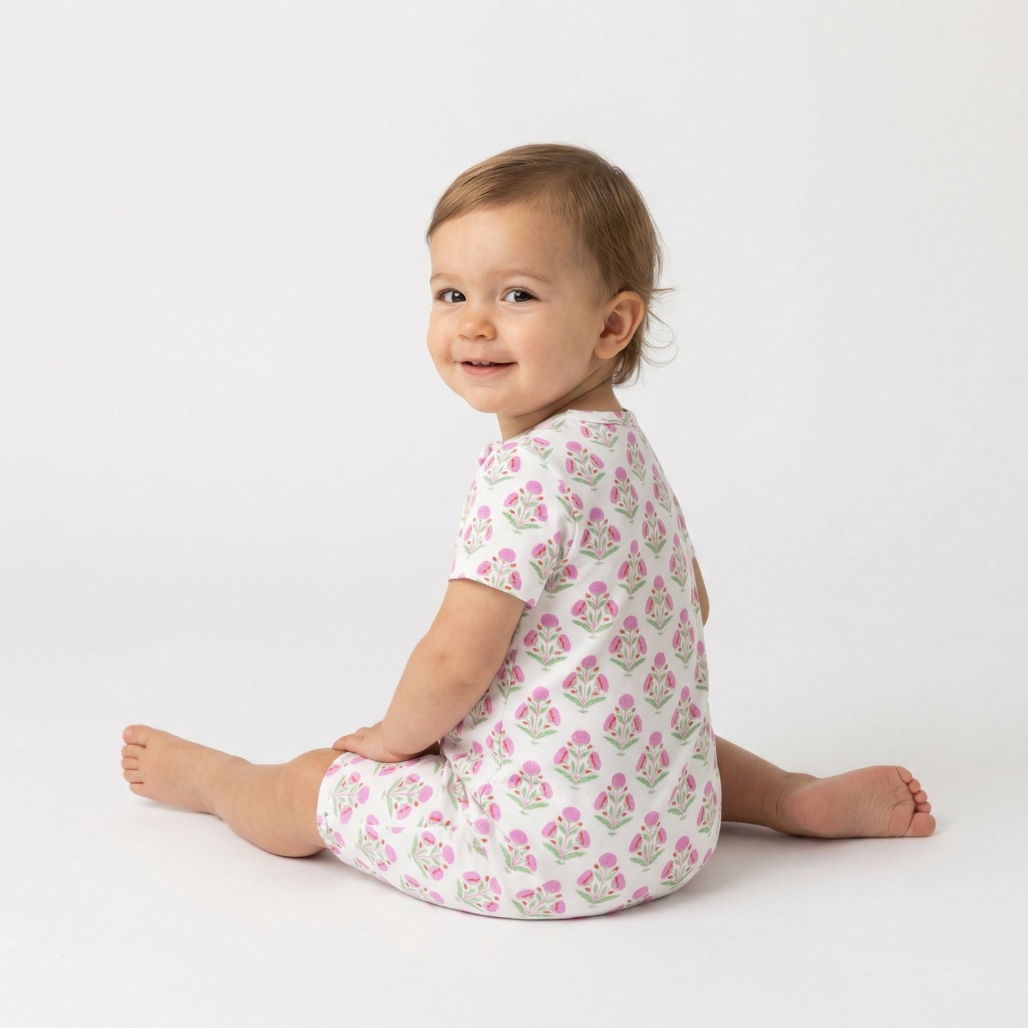 Pink Posy Short Sleeve & Shorts Bamboo Sleeper