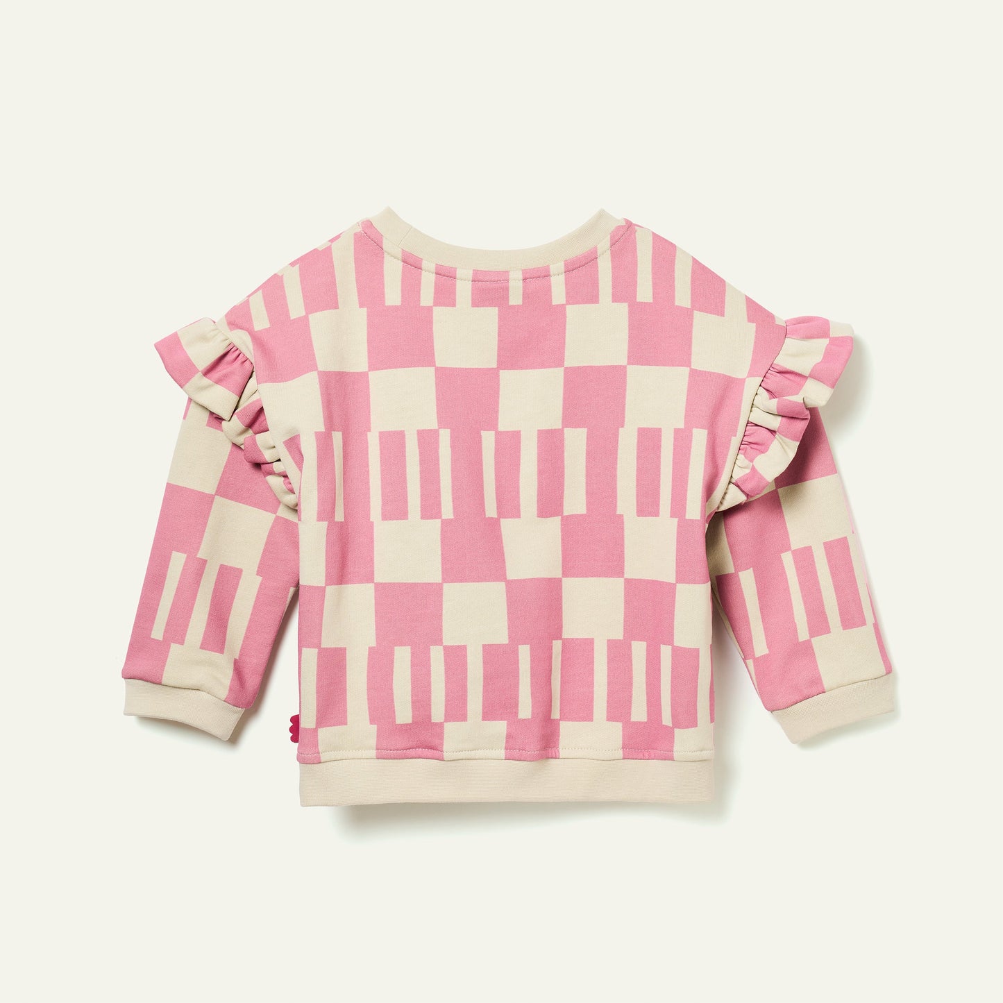 Recycled Cotton Pink Block Ruffled Sweatshirt