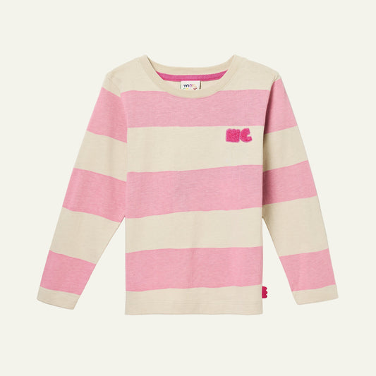 Recycled Cotton Pink Rugby Stripe T-Shirt