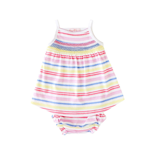 Rainbow Stripe Smocked Tank Dress