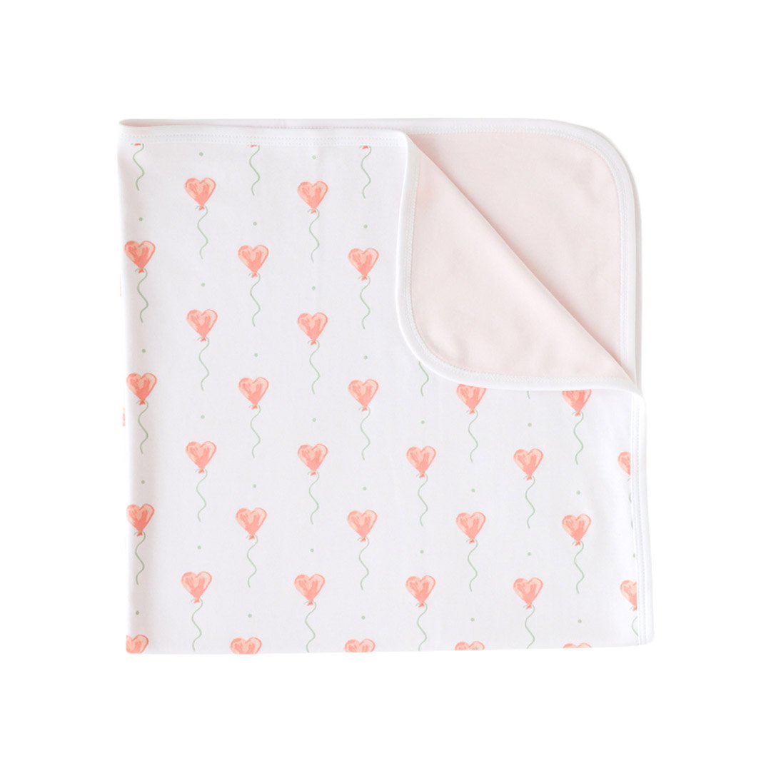White Heart Balloon Blanket