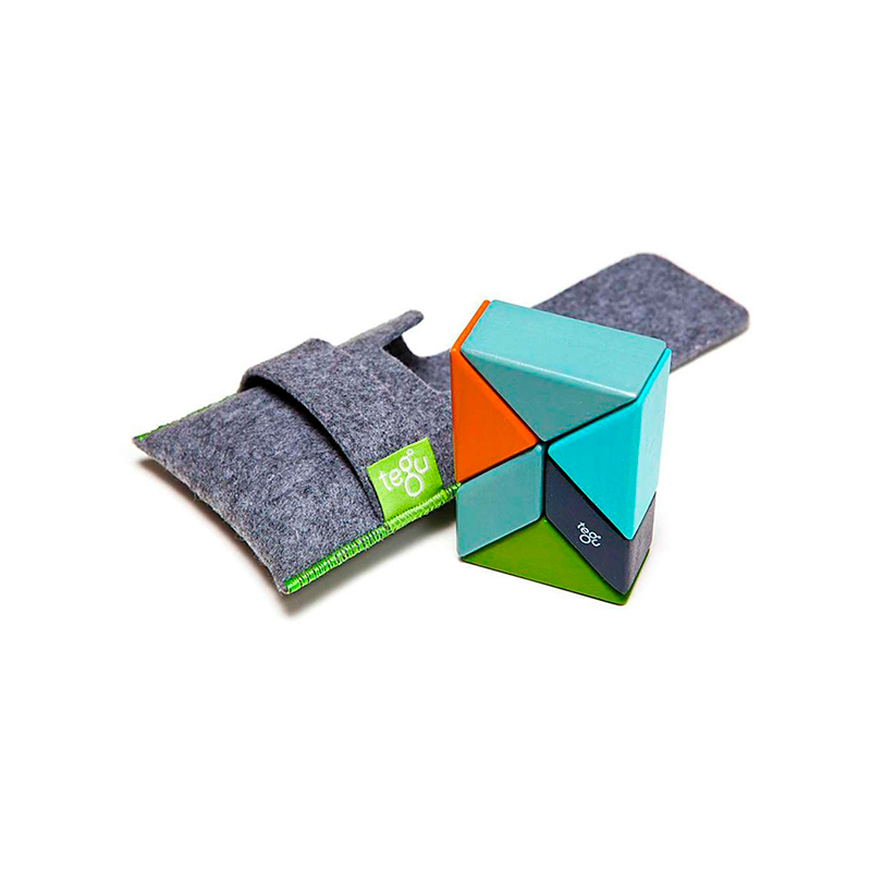 Pocket Pouch Prism Magnetic Wooden Blocks, 6 pieces