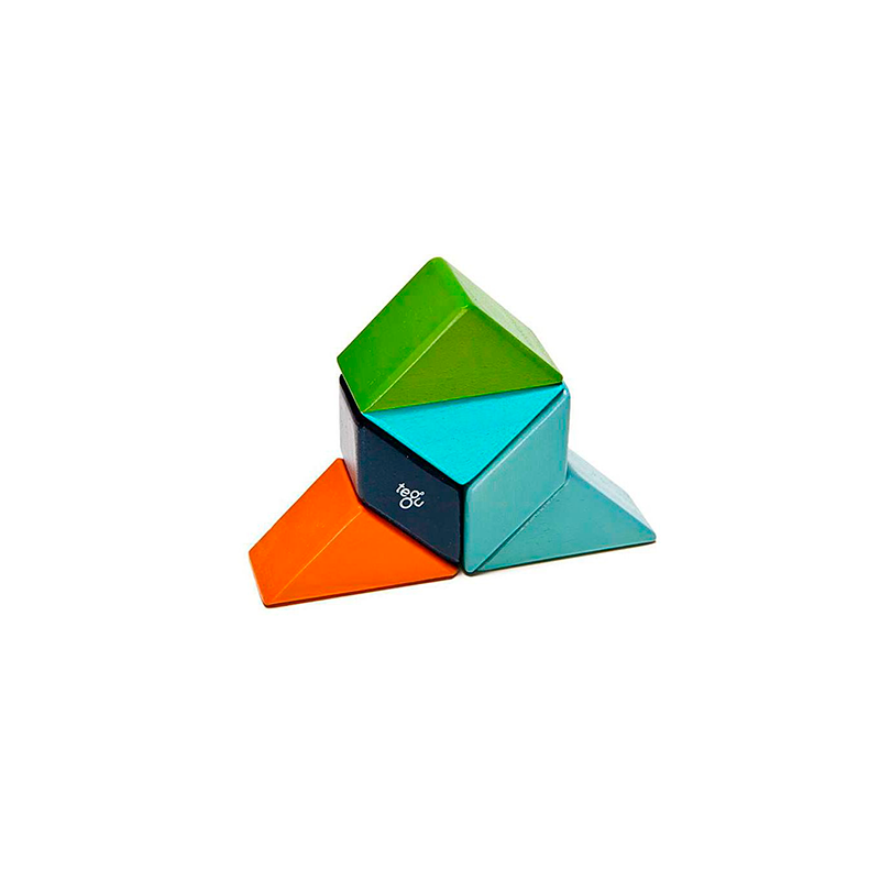 Pocket Pouch Prism Magnetic Wooden Blocks, 6 pieces