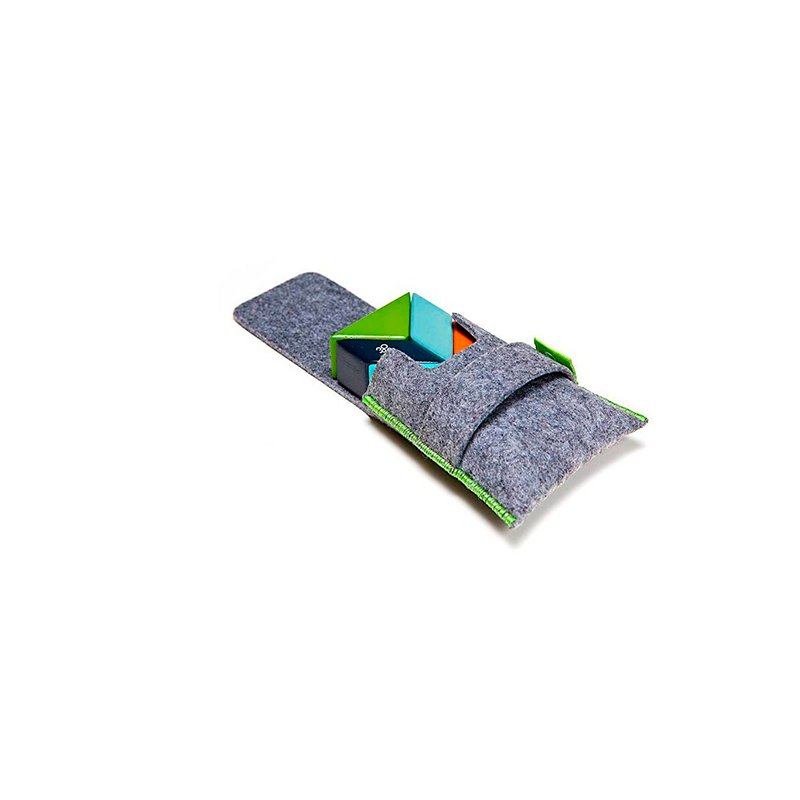 Pocket Pouch Prism Magnetic Wooden Blocks, 6 pieces