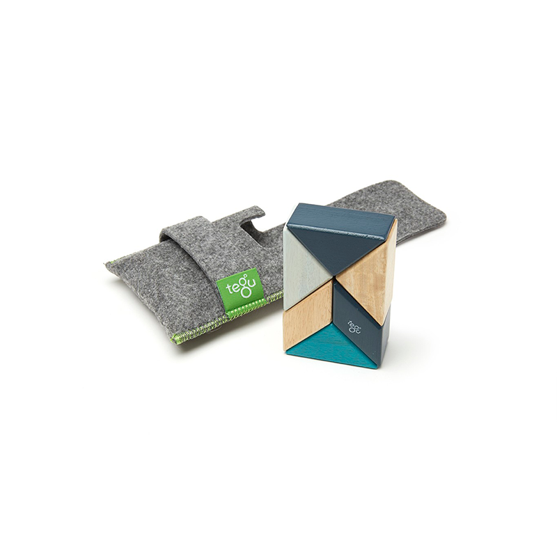 Pocket Pouch Prism Magnetic Wooden Blocks, 6 pieces