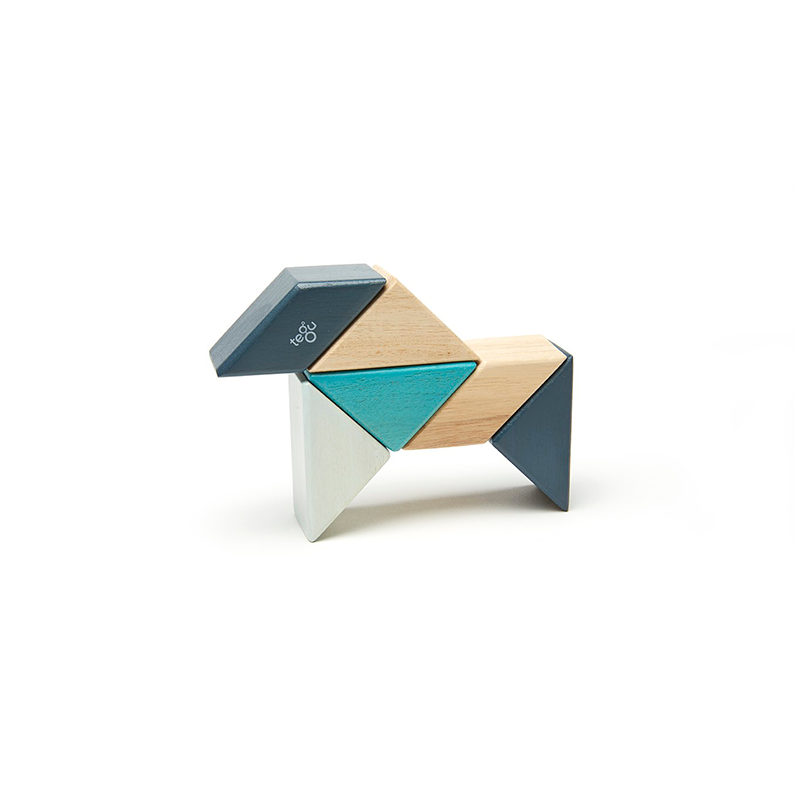 Pocket Pouch Prism Magnetic Wooden Blocks, 6 pieces