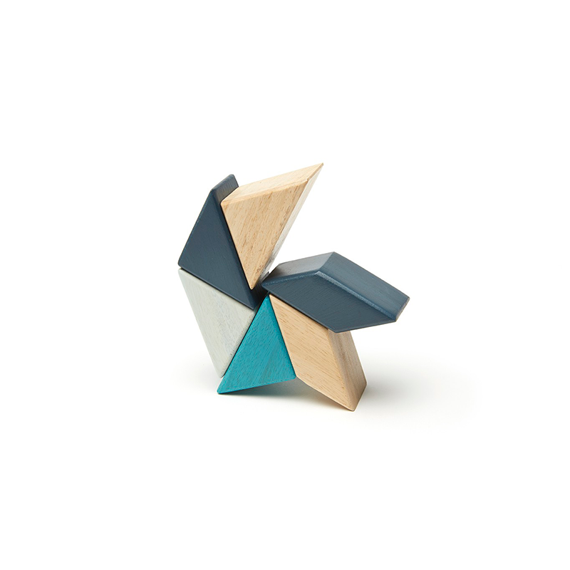 Pocket Pouch Prism Magnetic Wooden Blocks, 6 pieces